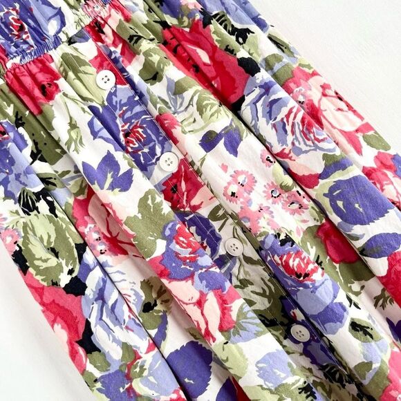 90s Vintage Carol Anderson Floral Cotton Garden Cottage Dress 2 XS Womens 0 4 - Picture 4 of 6